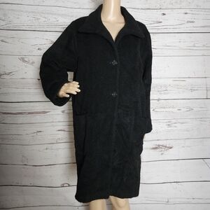 Dei Tre Vintage Long Black Alpaca Wool Coat Size 42